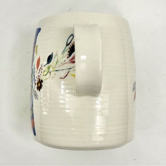 Anthropologie Starla M. Halfmann Petal Pallette Monogram N Floral Artisan Mug - Picture 6 of 16